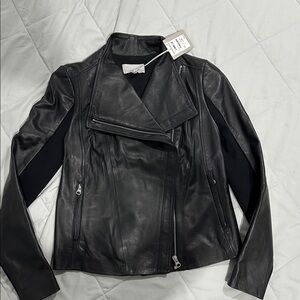 Nordstrom Chelsea 28 Women's Moto Black Leather Jacket Worn Once